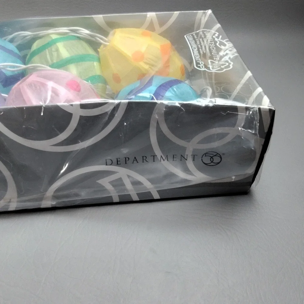 Department 56 Easter Egg String Of Lights Paper Egg Lanterns Set of 10 USED READ